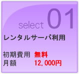 Select01 レンタルサーバ利用 初期費用 無料 月額12,000円