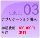 Select03　アプリケーション購入　初期費用800,000円　月額無料